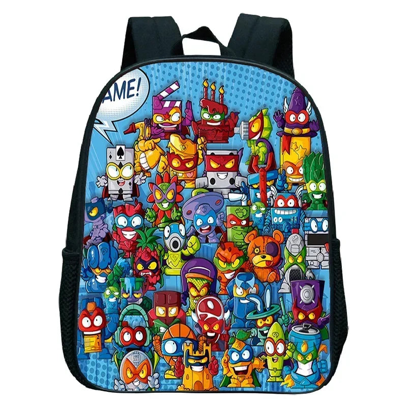SuperThings Backpack Toddler Cartoon Schoolbag Boys Girls Kindergarten Bag Waterproof Kids Bookbag 12 Inch