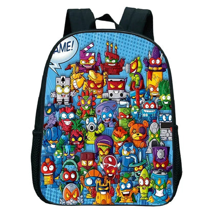 SuperThings Backpack Toddler Cartoon Schoolbag Boys Girls Kindergarten Bag Waterproof Kids Bookbag 12 Inch