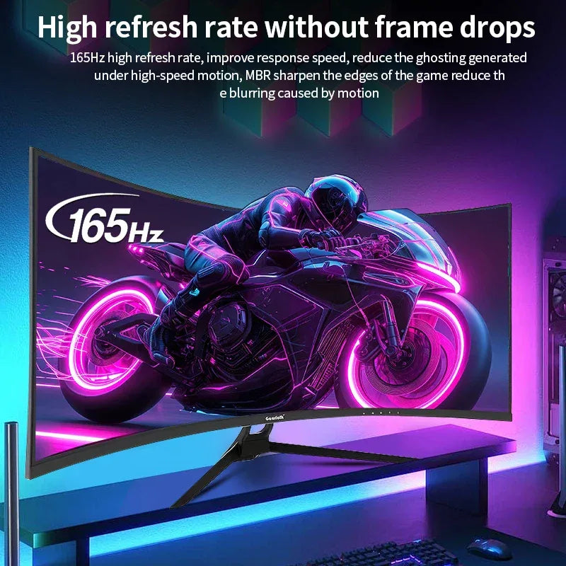 Gawfolk Curved Gaming Monitor 34-inch UWQHD 3440x1440P, 1500R Ultra-Wide PC screen 165Hz, curved computer screen, VA screen pane