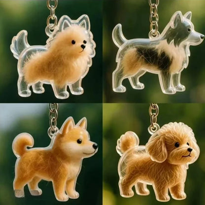 Cute Clear Puppy Hair Memorial DIY Pendant Keychain Decor Keepsake Capsule Pet's Dog Fur Container Pet Lovers Home Display Gifts
