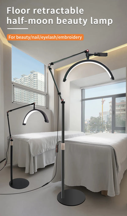 16 INCH LED Half Moon Lash Light Temperature 20W 3000K-6000K LED Ring Lamp for Beauty Facials Skincare Tattoo Eyebrows Filming