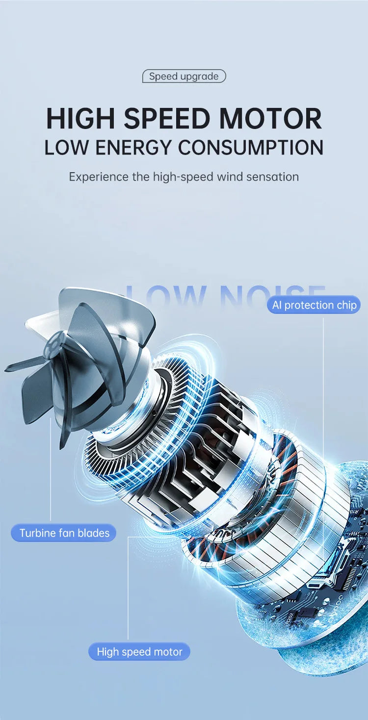 Lenovo Portable Ice Cooling Mini Handheld Fan 100 Speeds Powerful Fan High-speed USB Rechargeable Cooler with Phone Stand