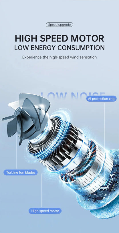 Lenovo Portable Ice Cooling Mini Handheld Fan 100 Speeds Powerful Fan High-speed USB Rechargeable Cooler with Phone Stand