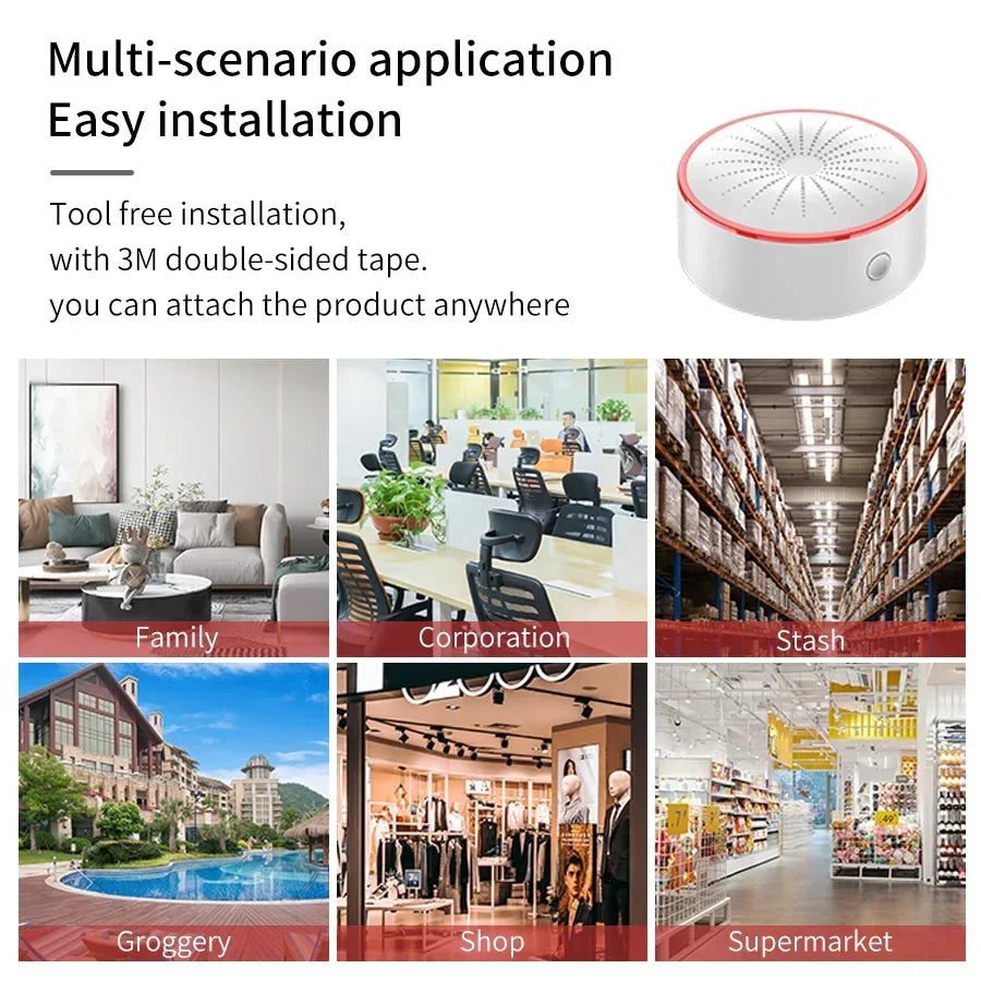 Tuya WiFi ZigBee Alarm Siren Sensor Detector Sound And Light Alarm Home Security System Smart Life APP Alexa Google Assistant