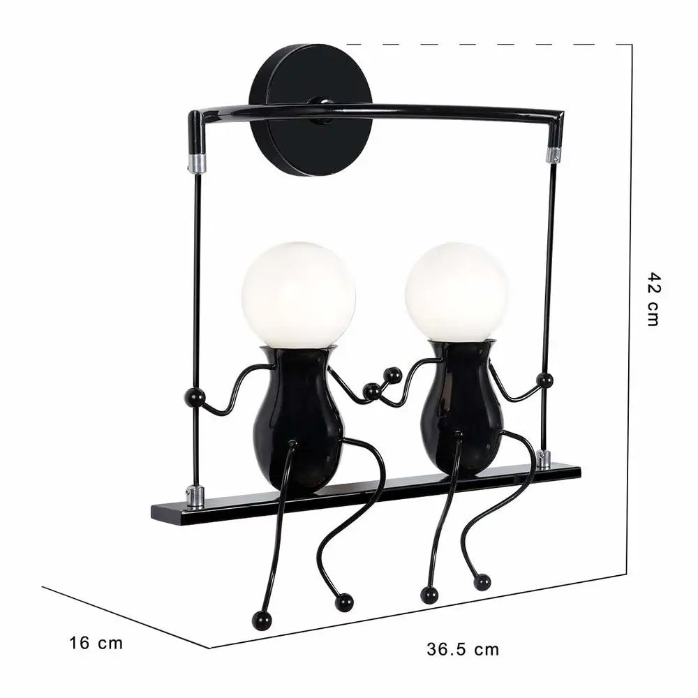 Humanoid Creative Wall Light Modern Simple Little Man Bedside Lamp Sconce Indoor Decor Hanging Lighting for Children Bedroom LED