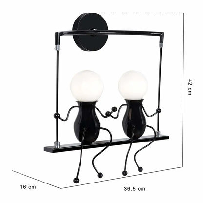 Humanoid Creative Wall Light Modern Simple Little Man Bedside Lamp Sconce Indoor Decor Hanging Lighting for Children Bedroom LED
