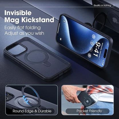 Magnetic Mobile Phone Case with Ring Stand for iPhone 17 Pro Max Air 16 16E 15 14 Case Plus 13 11 12 Mobile Cases with Kickstand