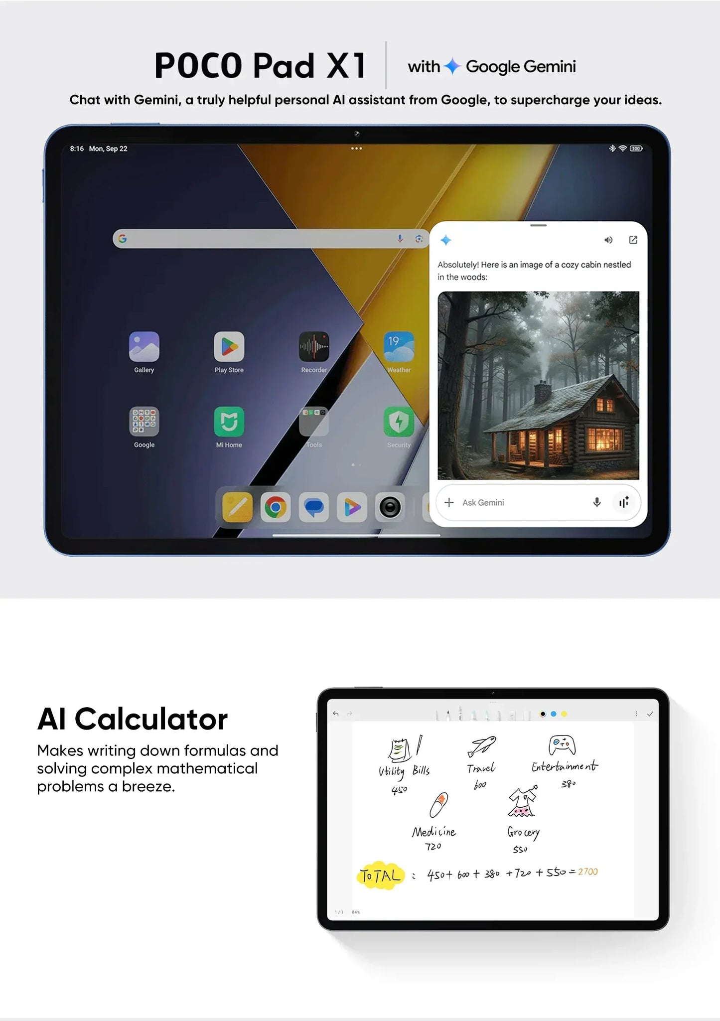 Global Version POCO Pad X1 Tablets Snapdragon 7+ Gen 3 11.2'' 144Hz Display 13MP 8850mAh 45W Turbo Charging 8GB 512GB Wi-Fi