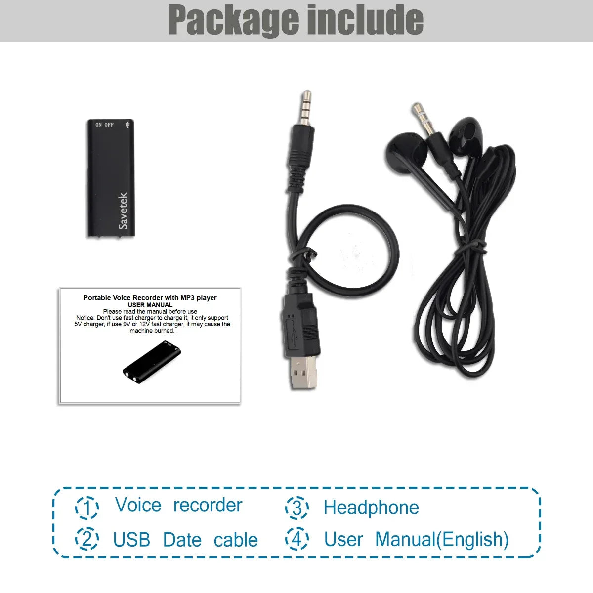 Mp3 Player Voice Activated 8GB 16GB Digital Vocie Recorder Grabadora De Voz