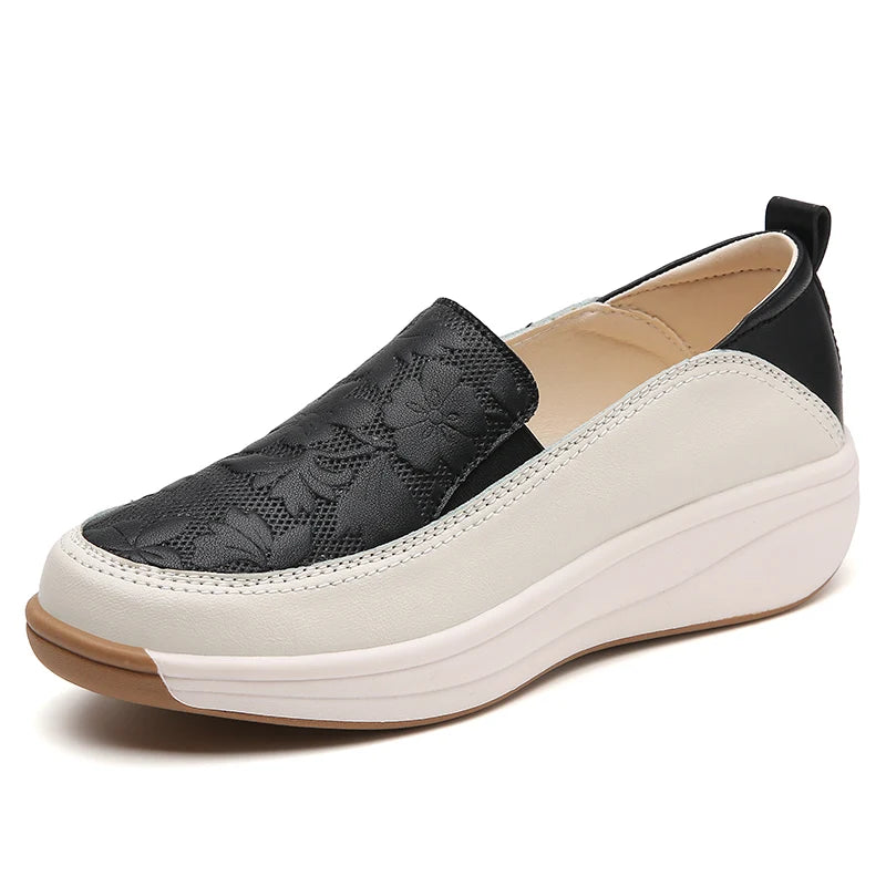 New women's 43 casual shoes, 100% genuine leather breathable and fashionable leather shoes for walking