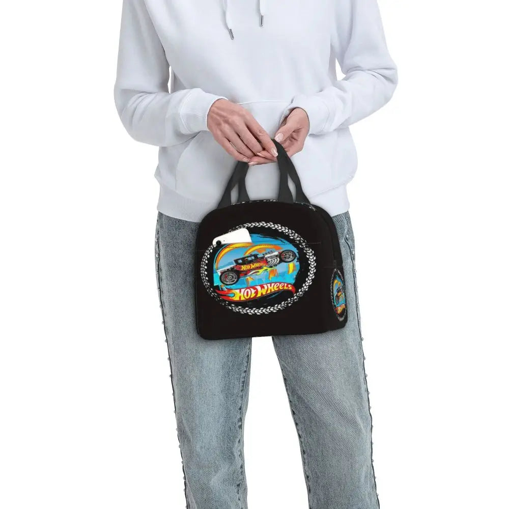 Custom Hot Wheels For Fans Thermal Insulated Lunch Bag Cartoon Sport Car Portable Lunch Container Travel Multifunction Food Box