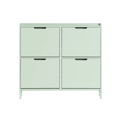 SoBuy FSR100 4 flap shoe rack 8 shelf surface shoe cabinet narrow shoe chest of drawers shoe shelf