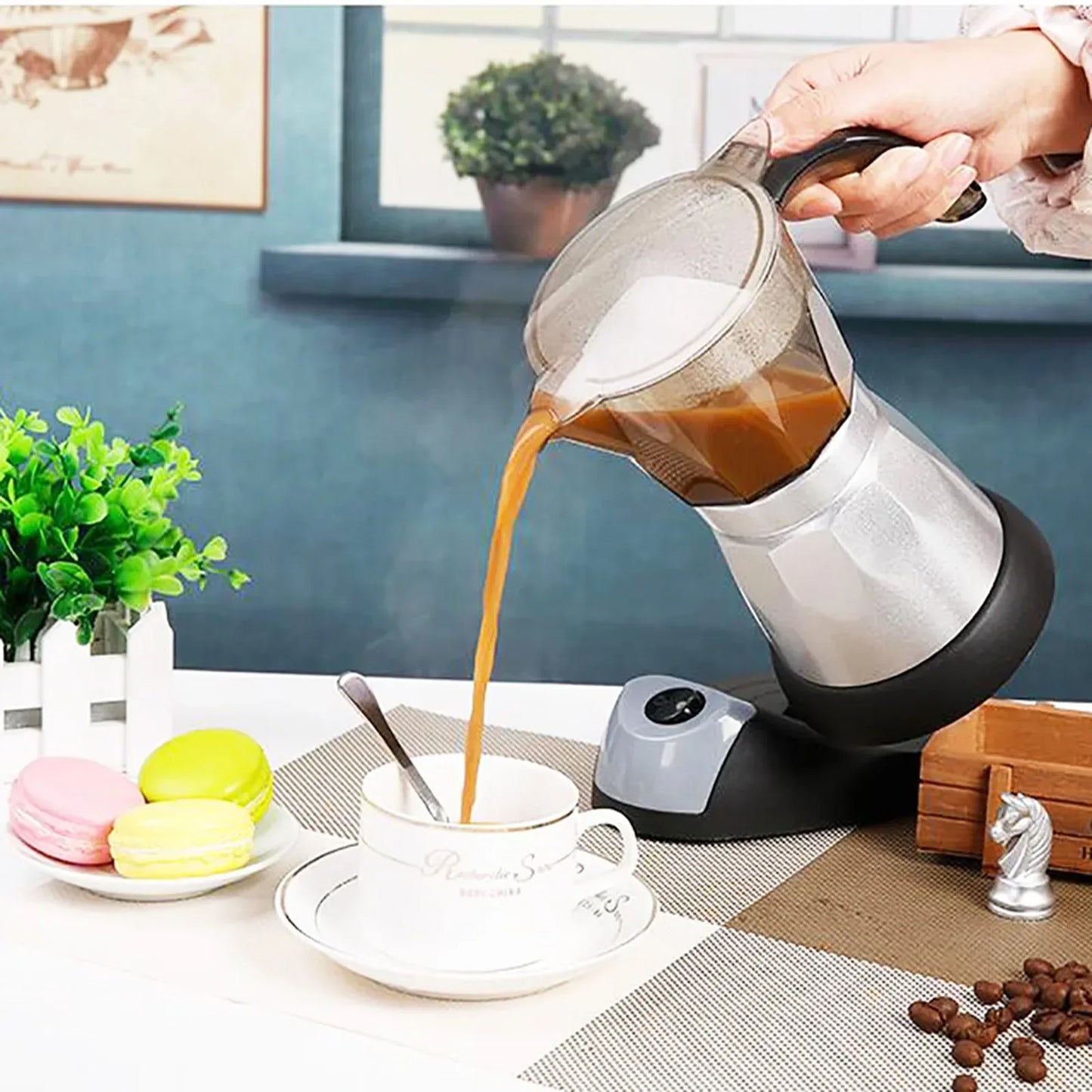 Large Capacity Electric Moka Pot Stovetop Espresso Coffee Maker Coffee Percolator 300ml