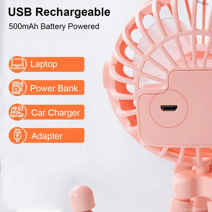 Portable Fan Mini Stroller Clip Fan USB Handheld Fan For Car Seat Bike 360° Rotate Flexible Octopus Stroller Fan Mini Car Fan