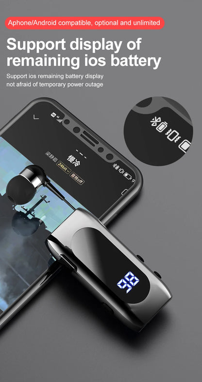 K55 Lavalier Business Bluetooth 5.2 Headphone Talk/Music Time 20 Hours,LED Digital Display,Noice Cancelling Wireless Earphones