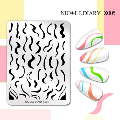 NICOLE DIARY Rose Flower Nail Stamping Plates Image Template Valentine's day Love Heart Printing Stencil Nail Art Manicure Tools