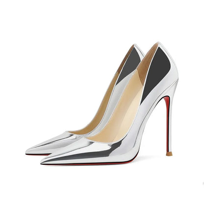 High Heels Women's Stiletto Patent Leather Internet Celebrity Pointed Large Size Small Size Professional Shoes