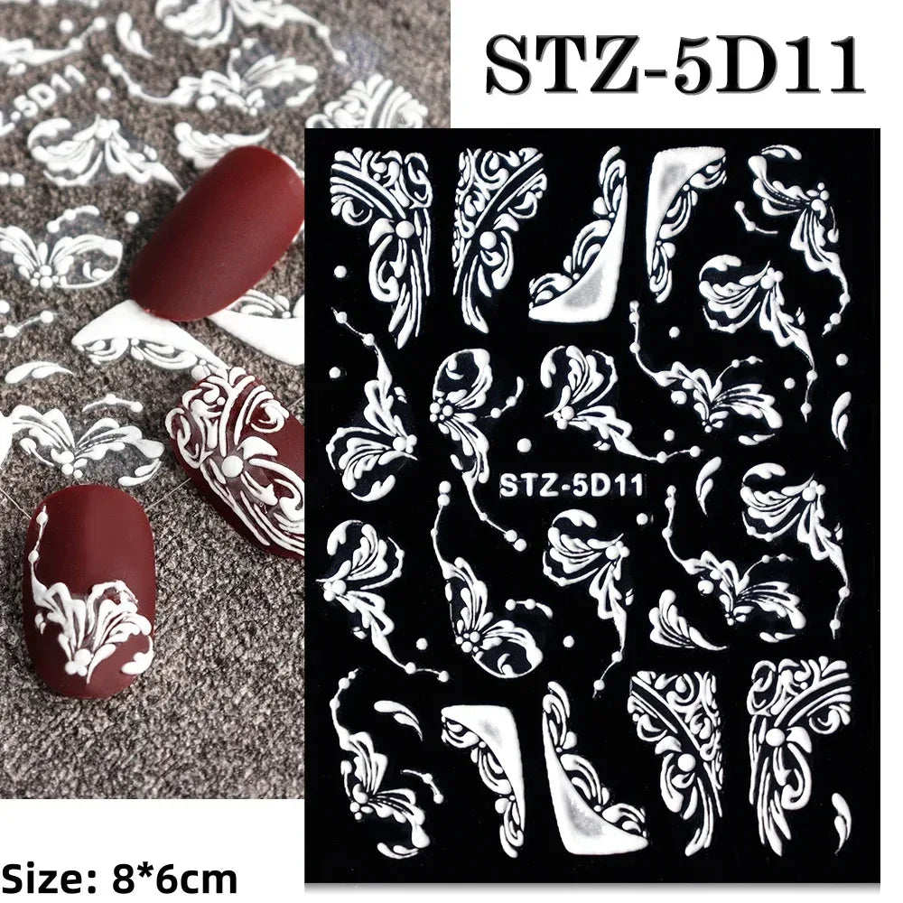 1pc Christmas Nail Art Stickers 5D Winter Holiday Themed Nail Decor Santa/Snowflakes/Christmas Trees/Gingerbread Nail Supplies *