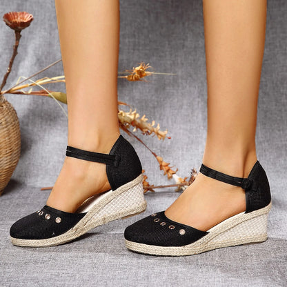 Sandals Women 2024 Summer Comfortable Platform Wedge Sandals Braided Buckle Breathable Wedge Sandals Outdoor Female Shoes