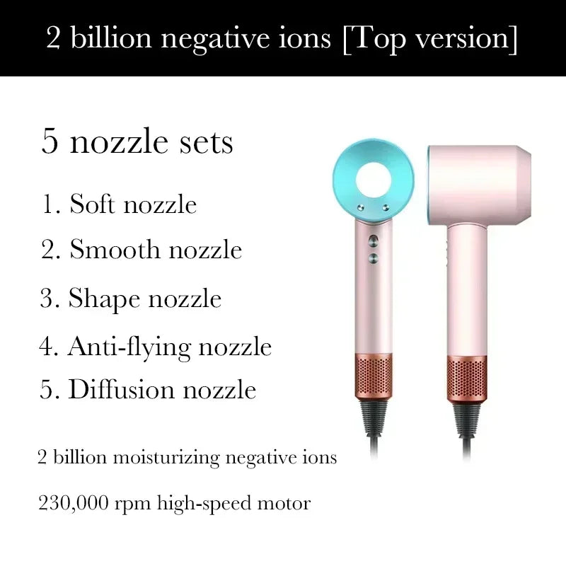Sèche-cheveux Super Hair Dryer 220V sans balais, soin capillaire personnel, coiffage, outil à ions négatifs, programme de séchage, sèche-cheveux électrique à ions négatifs