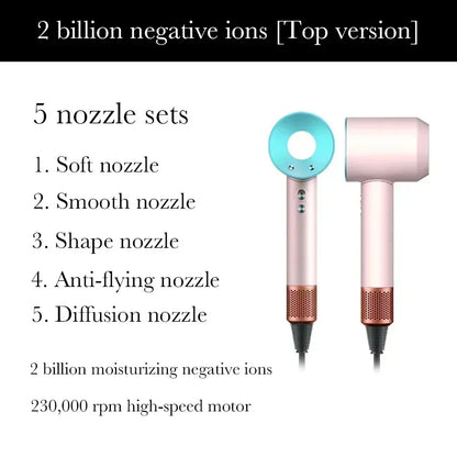 Sèche-cheveux Super Hair Dryer 220V sans balais, soin capillaire personnel, coiffage, outil à ions négatifs, programme de séchage, sèche-cheveux électrique à ions négatifs