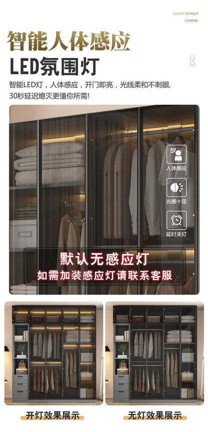 Aesthetic Black Dressing Wardrobe Display Waterproof Luxury Closet Wardrobe Storage Clothing Ropero Para Gurdar Ropa Furnitures