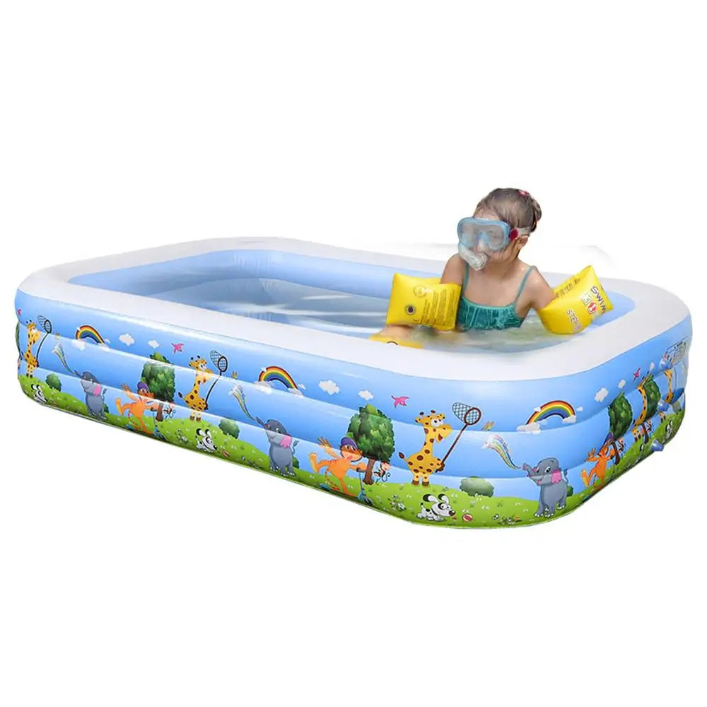 Kids Inflatable Pool Foldable Square Blow up Pool Cute Blow Up Pool for Family Space-Saving Swimming Pool for Backyard Garden