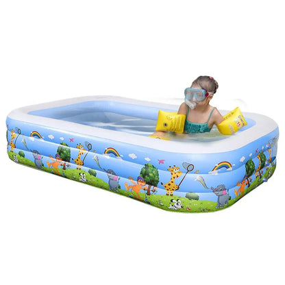 Kids Inflatable Pool Foldable Square Blow up Pool Cute Blow Up Pool for Family Space-Saving Swimming Pool for Backyard Garden