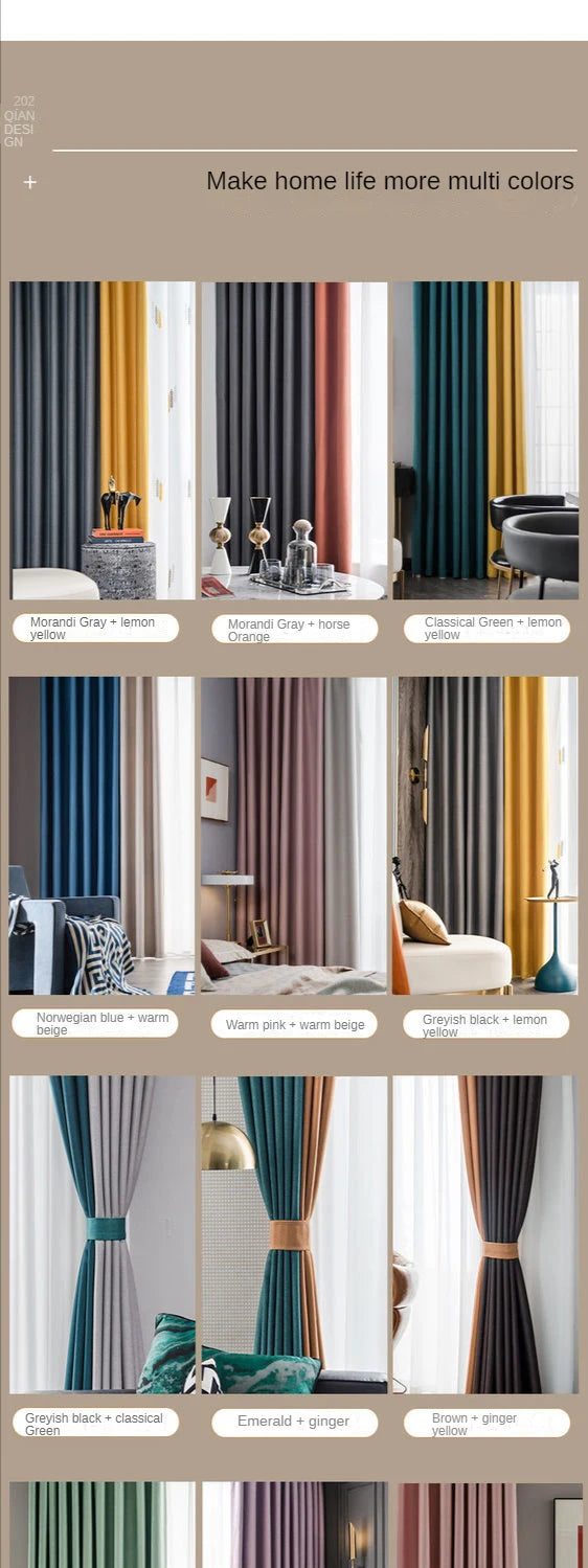 2025 New Spliced Two Color Bedroom Full Blackout Curtain Living Room Advanced Curtains Room Bay Window Light Luxury Drapes
