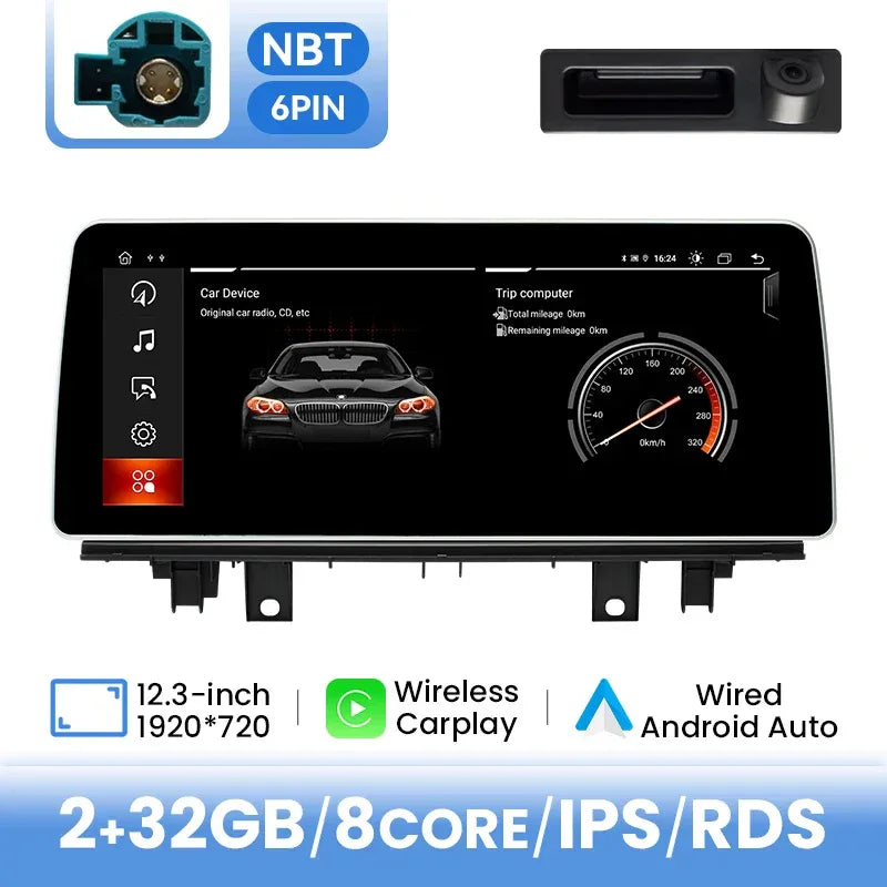 Wireless Carplay Android 12 12.3 Inch IPS 1920*720P Car Multimedia Player For BMW X1 F48 2016 2017 NBT System 4G Wifi Navigation