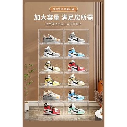 Shoe box, hard box, magnetic suction, front side opening storage, transparent acrylic bag, hand-held storage box, shoe cabinet