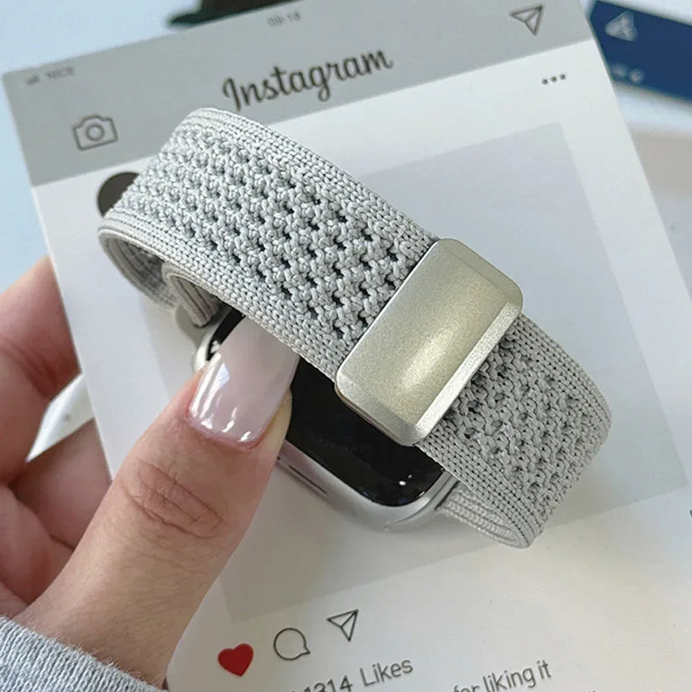 Nylon Magnetic Band for Apple Watch 45mm 41mm 44 40mm Series 10 46mm 42mm Soft Bracelet for IWatch Ultra 49mm 9 7 8 6 5 4 Strap
