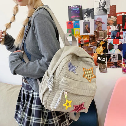 Women Schoolbag Waterproof Large Capacity School Backpack Smooth Zipper Solid Color Teens Girl Casual Daypack Bag Student Supply