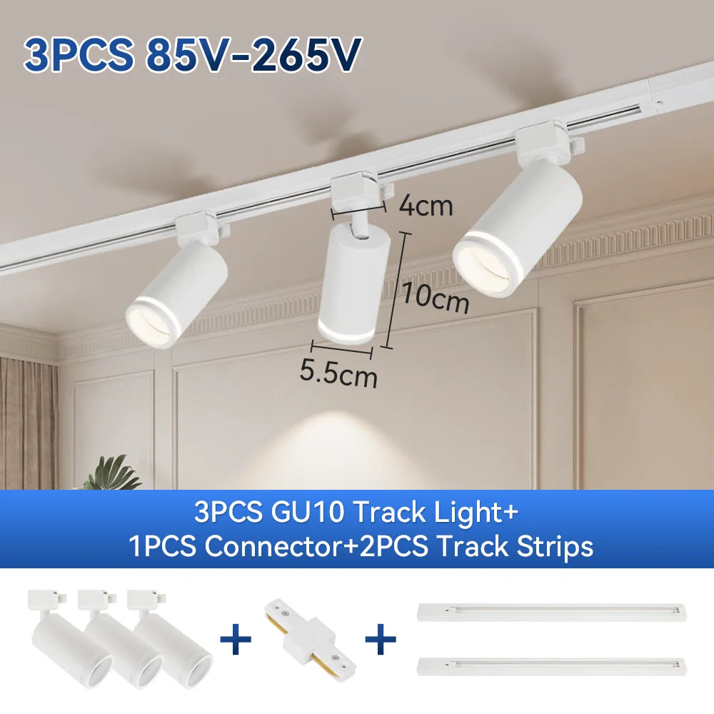 Led Track Light GU10 Spotlight 110V 220V Track Pendant Indoor for Home Decor Kitchen Bedroom Ceiling Lamp Fixture Track Lighting