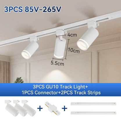 Led Track Light GU10 Spotlight 110V 220V Track Pendant Indoor for Home Decor Kitchen Bedroom Ceiling Lamp Fixture Track Lighting