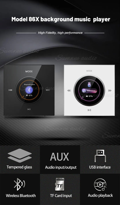 86 Background Music system Bluetooth-compatible HiFi Home Theater Stereo Sound Mini Wall Amplifier Panel M3 Ceiling Speaker sets