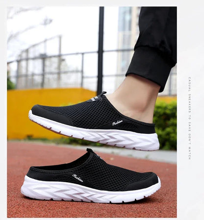 YRZL Hot Sale Men Half Slipper High Quality New Design Mesh Shoes Breathable Outdoor Sandals Comfortable Couples Walking Shoes