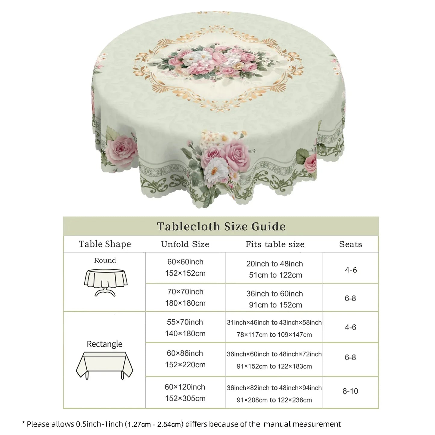 1 Piece, Elegant Retro Style Pink Rose Theme Tablecloth + 4 Self-Adhesive Stickers, Wedding Atmosphere Decoration, Embossed Edges, Suitable for Home Kitchen, Living Room Dining Table Balcony Coffee Table, Holiday Party Holida