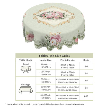 1 Piece, Elegant Retro Style Pink Rose Theme Tablecloth + 4 Self-Adhesive Stickers, Wedding Atmosphere Decoration, Embossed Edges, Suitable for Home Kitchen, Living Room Dining Table Balcony Coffee Table, Holiday Party Holida