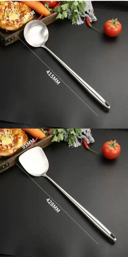 Stainless Steel Wok Spatula Metal kitchen utensils Slotted Turner Spoon Ladle Cooking Tools Utensil Set Kitchen Accessories