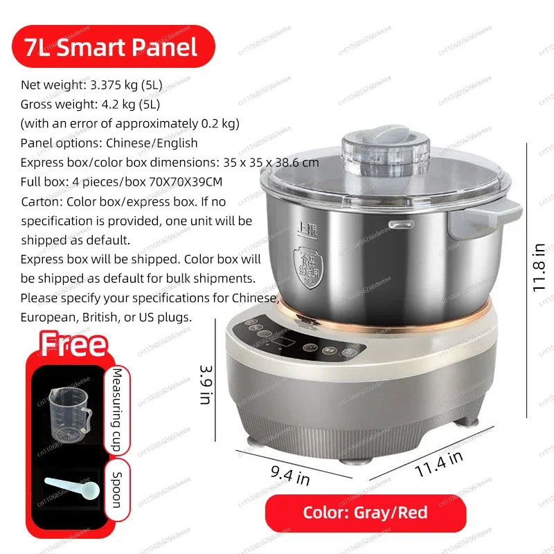 7L Multifunctional Kitchen Stand Mixer – Smart Dough Kneader, Rolling & Fermentation Machine for Home Baking