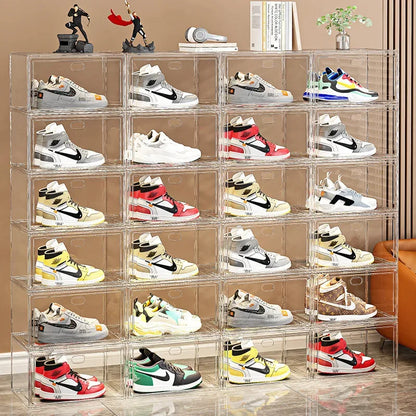 Shoe box, hard box, magnetic suction, front side opening storage, transparent acrylic bag, hand-held storage box, shoe cabinet