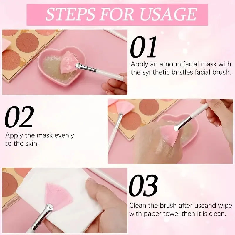 8pcs/set  Facial Brushes Fan Makeup Brushes Soft Portable Mask Brushe Spa Headband Stretchable Hair Wrap Skincare Makeup Tools