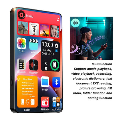 4 Inch Full Touch Screen MP3 Player Bluetooth 5.2 Walkman MP4 16GB Built-in Speaker Music Player with FM Radio Recorder E-Book