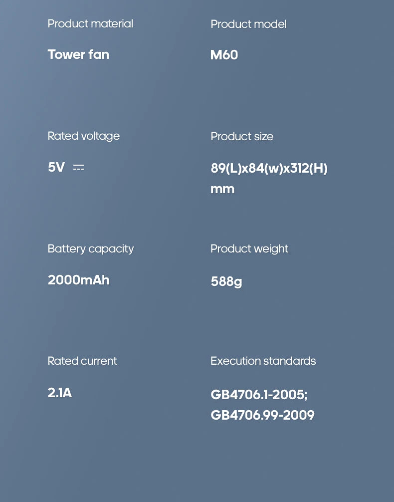 New Wall Mounted Air Conditioning Fan 2000mAh 3 Speeds Adjustable Vertical Non-drilling Circulating Fan Home Quiet Tower Fan