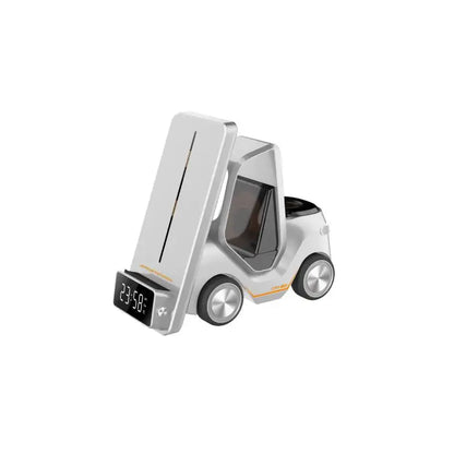 Wireless Charger 4 in 1 Forklift Design Fast Charging Dock with Alarm Clock Time For iPhone/iWatch/AirPods Pro
