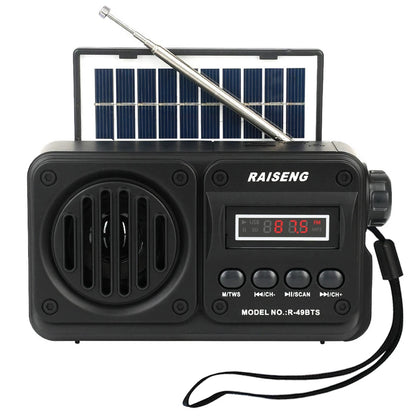 Solar Charging FM Radio Bluetooth Speaker with USB/TF MP3 Playback, Rechargeable Radio Receiver Portable Design for Home&Outdoor