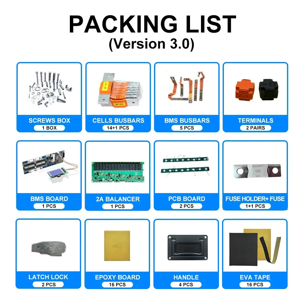 EU Stock 3.0 Seplos Kits Lifepo4 Battery 48V 280AH 310AH 320AH Power Bank Stand Battery Box 2A Balance  Rechargeable Solar