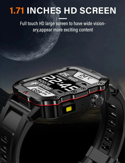 LAXASFIT 2024 Outdoor Military Men's Smart Watch Bluetooth Talk Sports Heart Rate Monitor Smart Watch Android IOS
