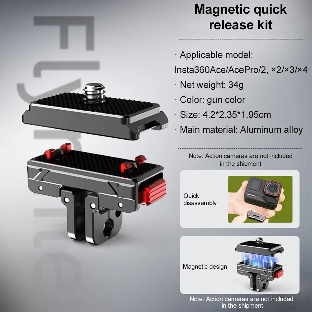 Quick Release Magnetic Adapter Base Mount for Insta360 Ace Pro 2 Protective Case 1/4 Screw Magnetic Adapter Mount Accessories